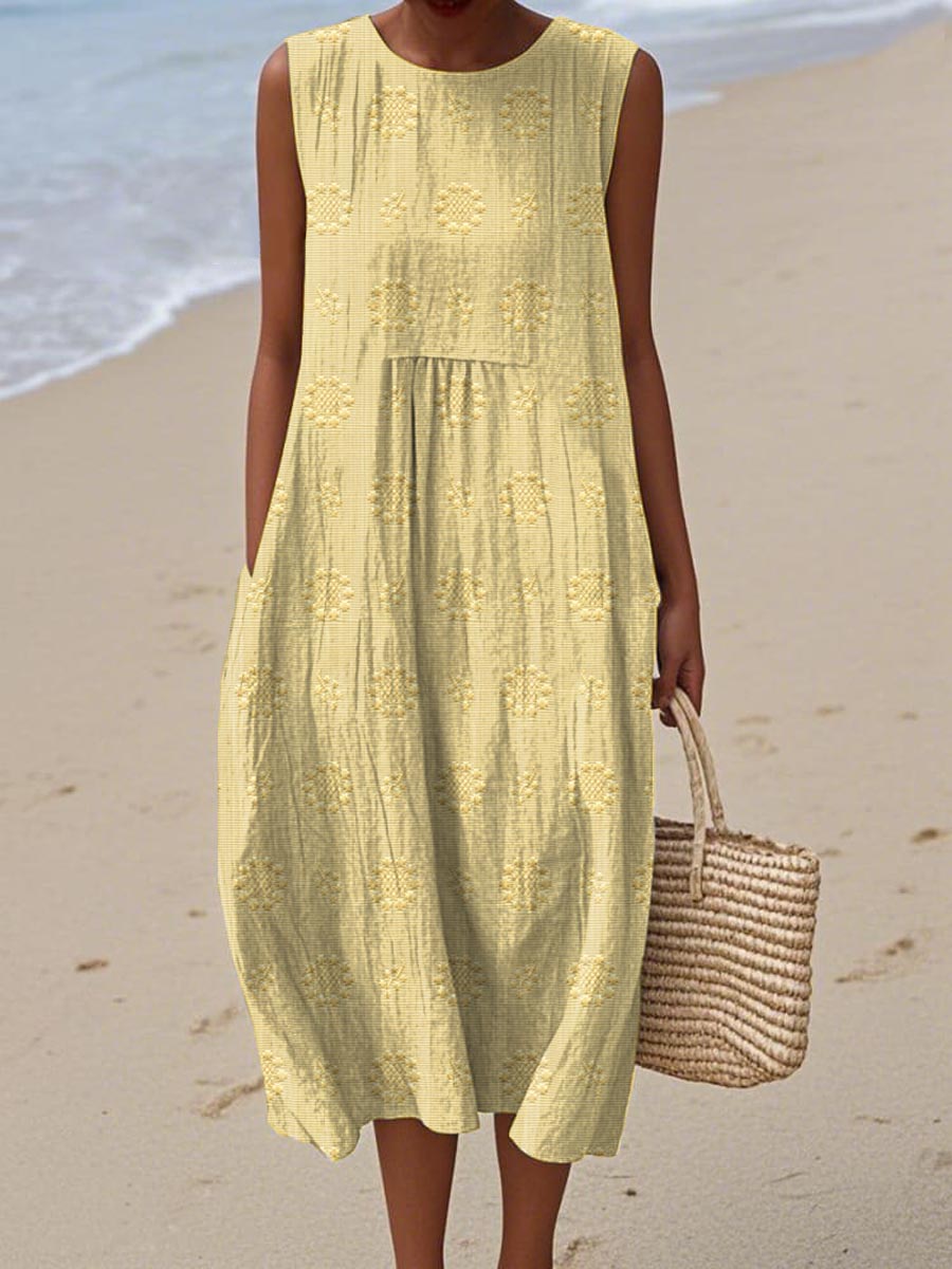 Robe Midi Sans Manches – Liberté Aérée, Charme Quotidien