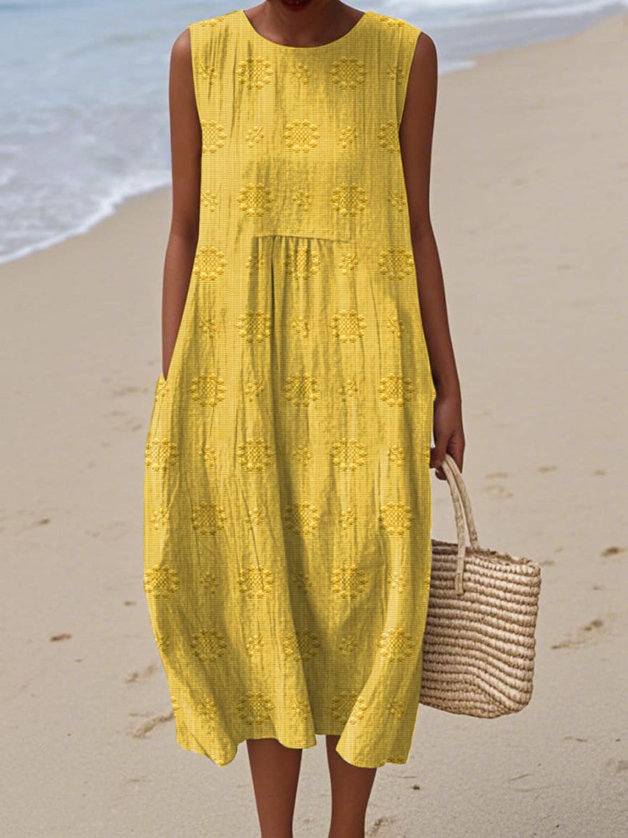 Robe Midi Sans Manches – Liberté Aérée, Charme Quotidien
