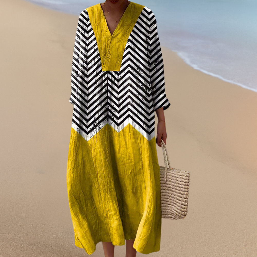 Robe Maxi Boho – Motifs Audacieux, Confort Sans Effort