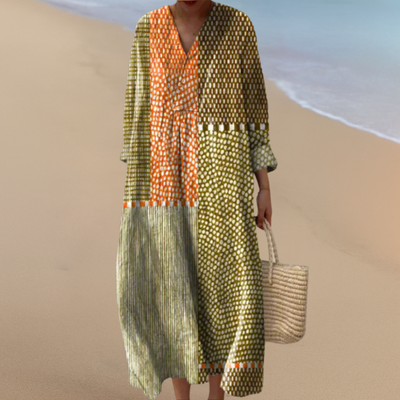 Robe Maxi Boho – Motifs Audacieux, Confort Sans Effort