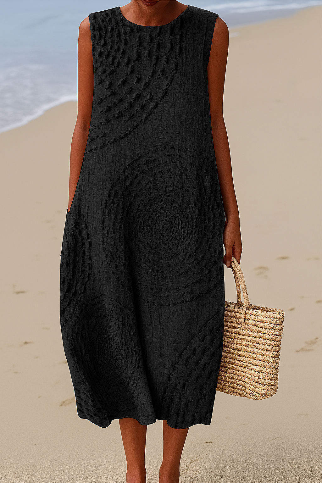Robe Midi Sans Manches – Élégance Simple pour les Jours d'Été