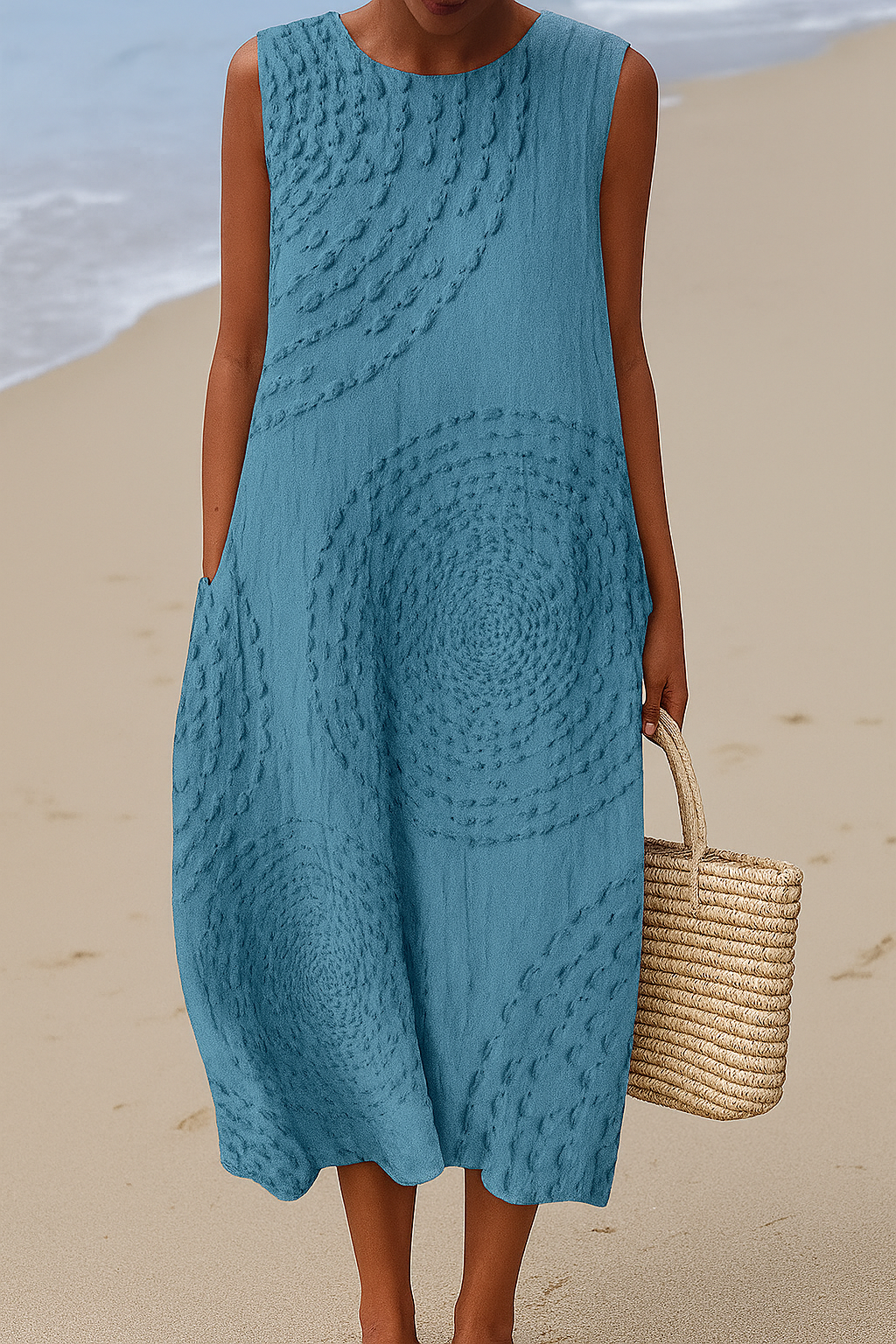 Robe Midi Sans Manches – Élégance Simple pour les Jours d'Été