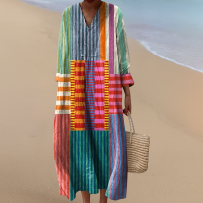 Robe Maxi Boho – Motifs Audacieux, Confort Sans Effort