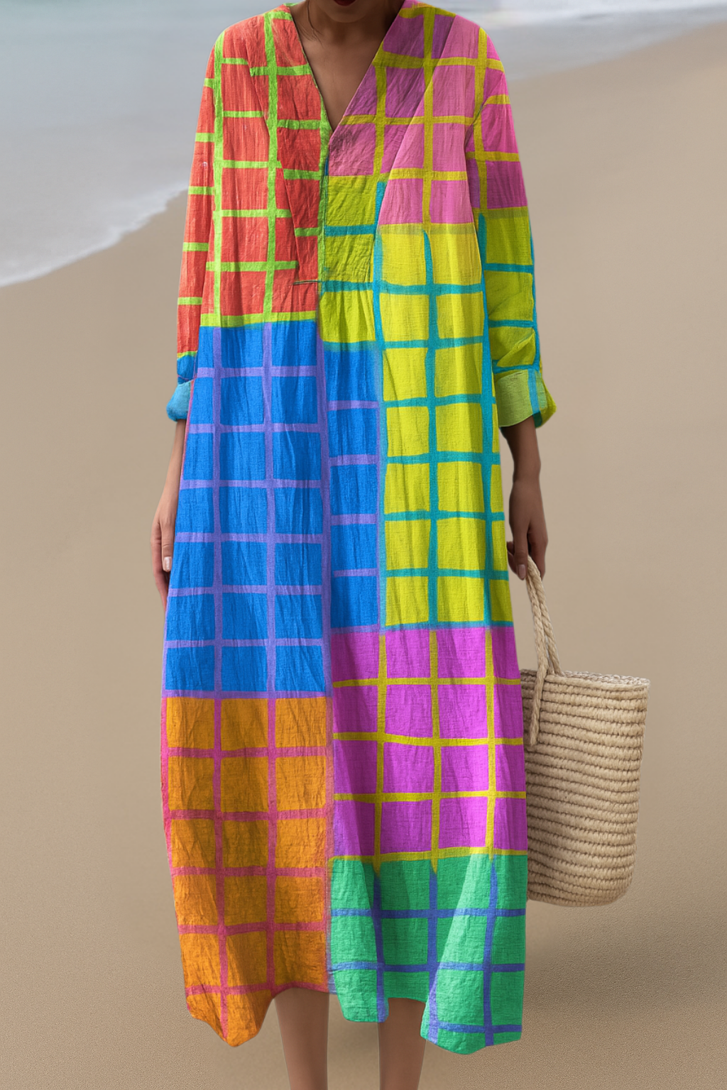Robe Maxi à Motif Coloré – Énergie Vibrante, Coupe Décontractée