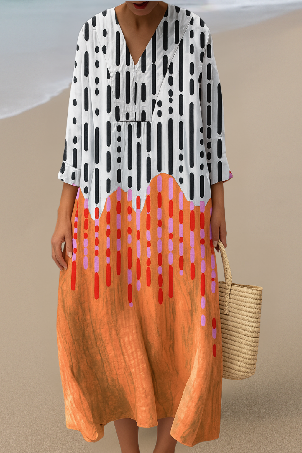 Robe Maxi Abstraite – Énergie Artistique, Fluidité Effortless