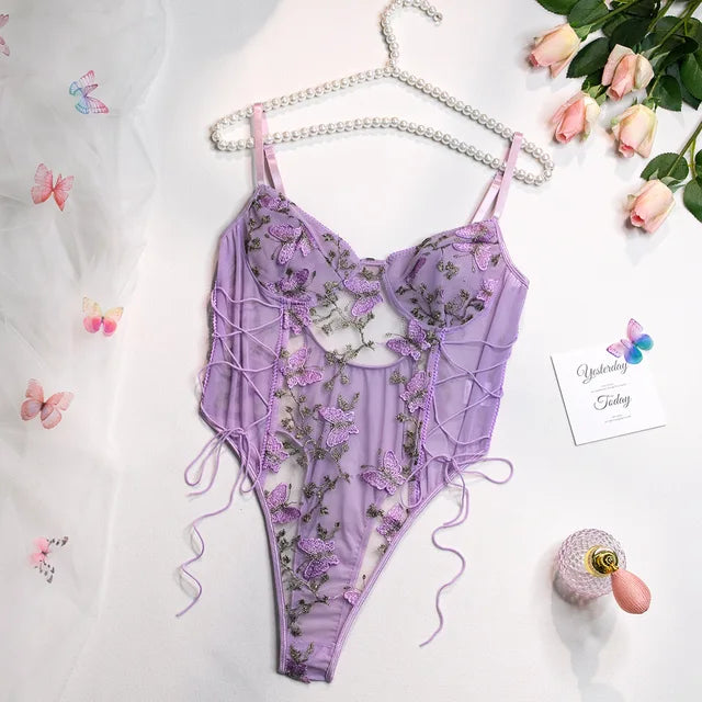 Selene | Body con farfalla ricamata