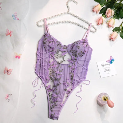 Selene | Body con farfalla ricamata