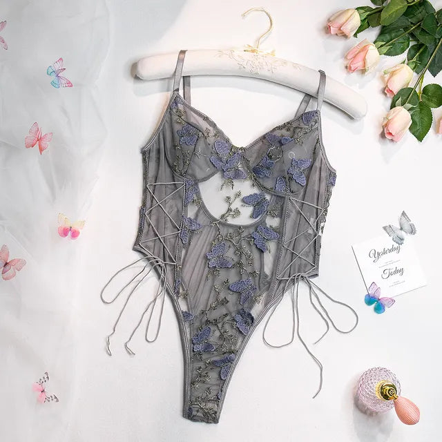 Selene | Body con farfalla ricamata