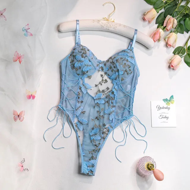 Selene | Body con farfalla ricamata
