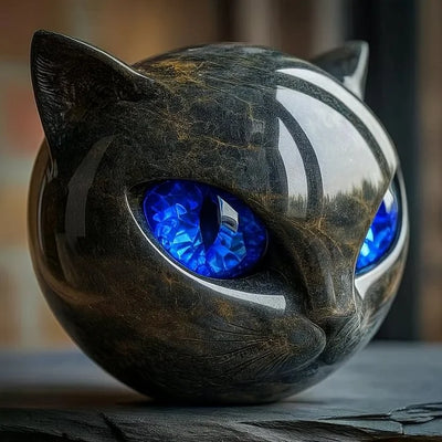 NyxCharm - Sculpture mystique de tête de chat noir
