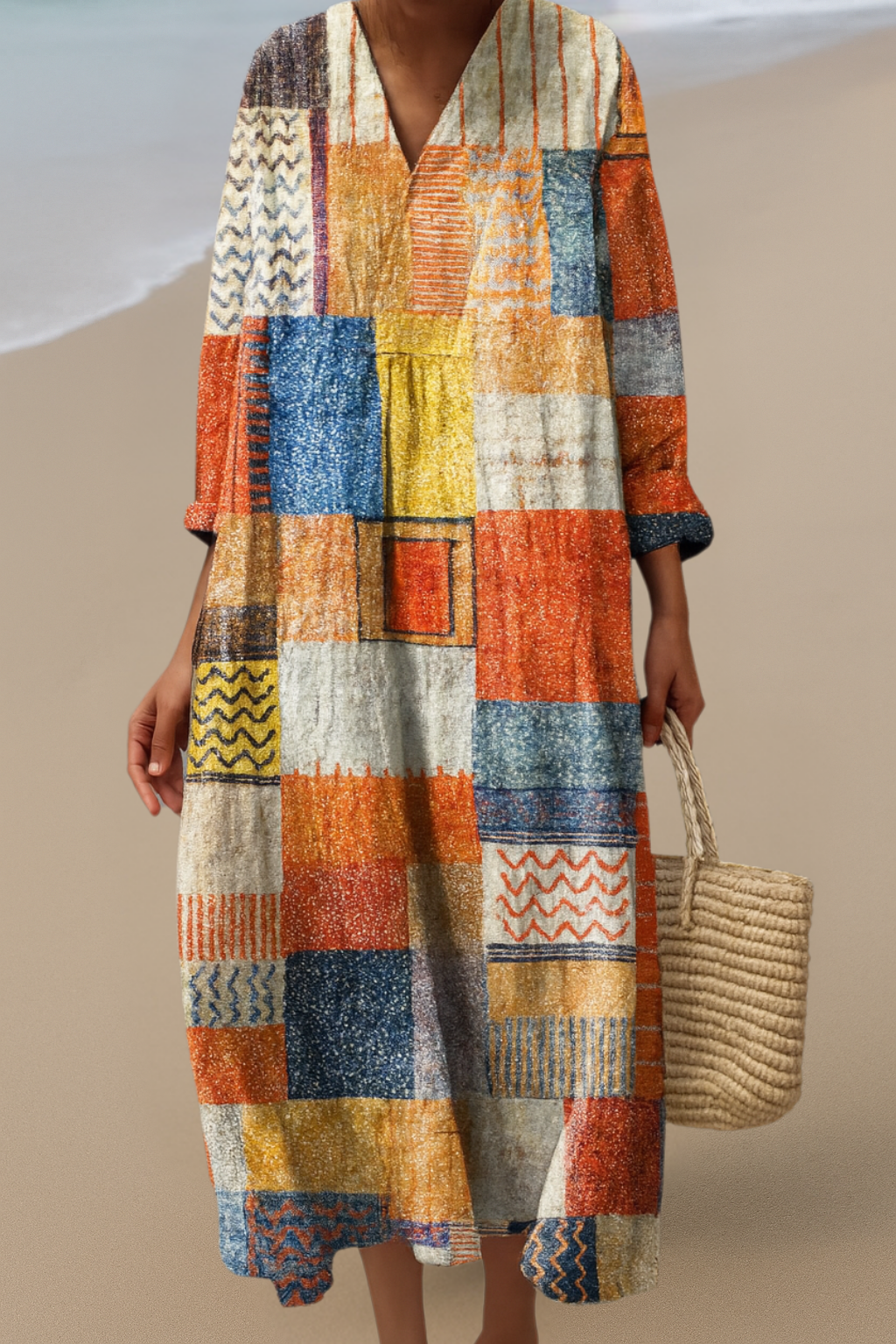Robe Patchwork Boho – Élégance Artistique, Confort Toute la Journée